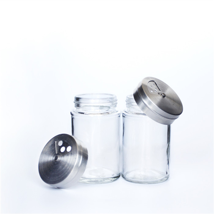 Wholesale 100ml Seasoning Can Glass Spice Jars With Stainless Steel Lids