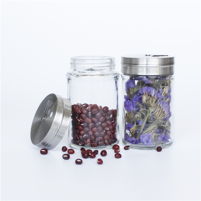 Wholesale 100ml Seasoning Can Glass Spice Jars With Stainless Steel Lids