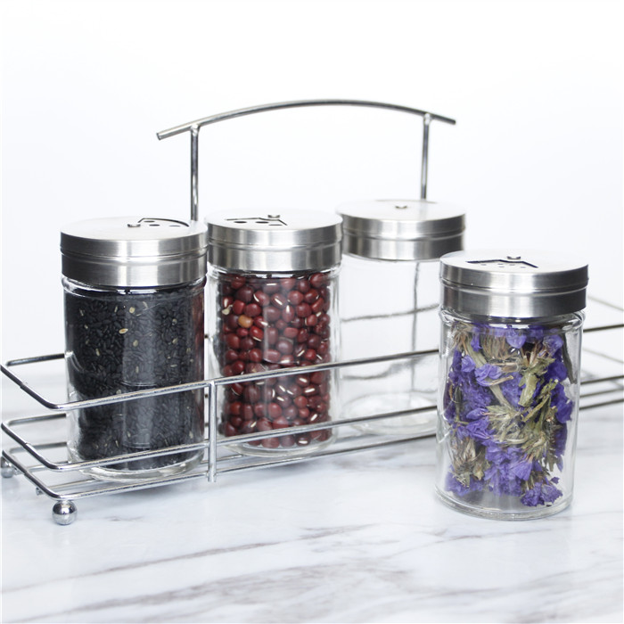 Wholesale 100ml Seasoning Can Glass Spice Jars With Stainless Steel Lids
