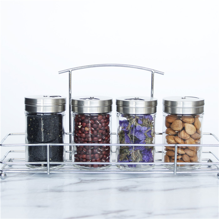 Wholesale 100ml Seasoning Can Glass Spice Jars With Stainless Steel Lids