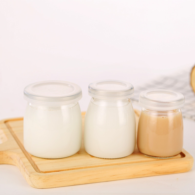 Wholesale 100ml Transparent Pudding Bottle Fresh Milk Glass Bottle Pudding Jar Mousse Cup