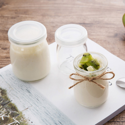 Wholesale 100ml Transparent Pudding Bottle Fresh Milk Glass Bottle Pudding Jar Mousse Cup