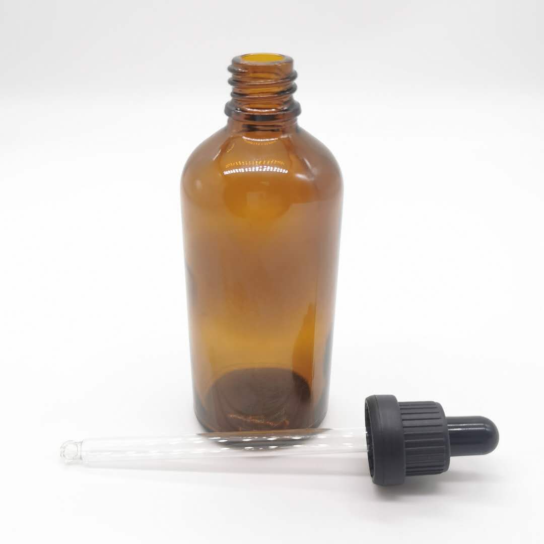 Wholesale 100ml amber glass essential oil bottle with plastic dropper