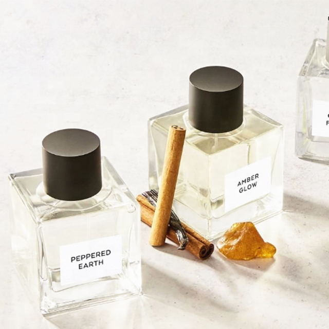 Wholesale 100ml  bottle square glass perfume bottle with black  matte cap for man