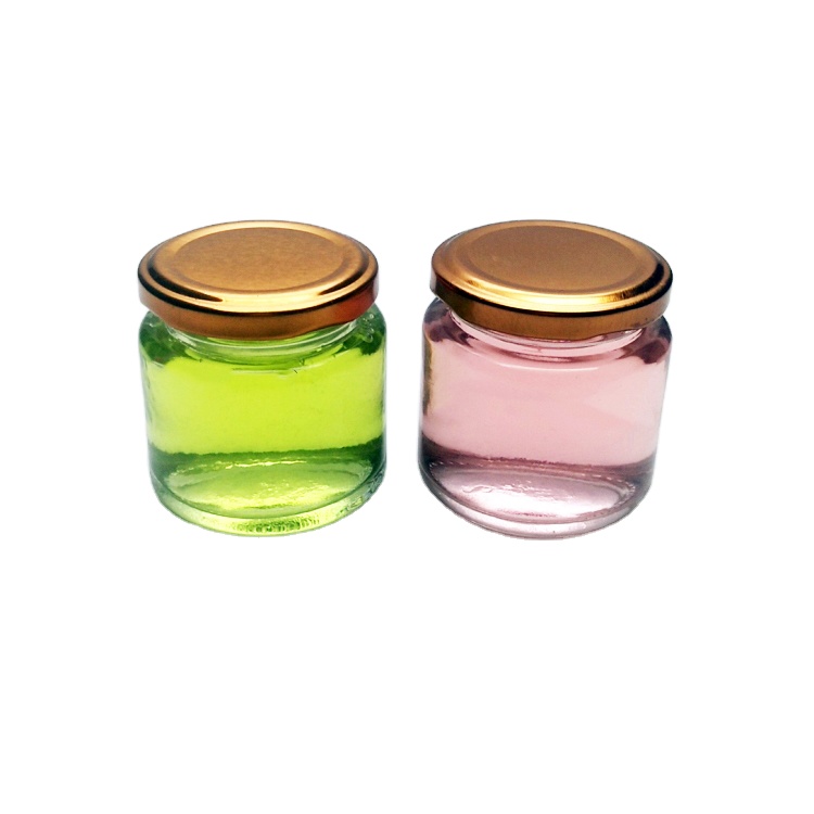 Wholesale 100ml round clear glass food jar with metal lid