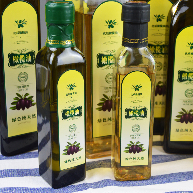 Wholesale 100ml200ml 500ml 750ml1000ml dark green square olive bottle oil clear round glass bottles