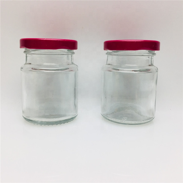 Wholesale 100ml200ml custom mini airtight glass jar and metal lids for honey round bird's nest glass bottle