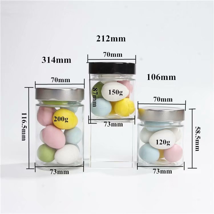 Wholesale 106ml 106ml 212ml 314ml 580ml Ergo Jar Food Glass Honey Jars With Deep Metal Lid