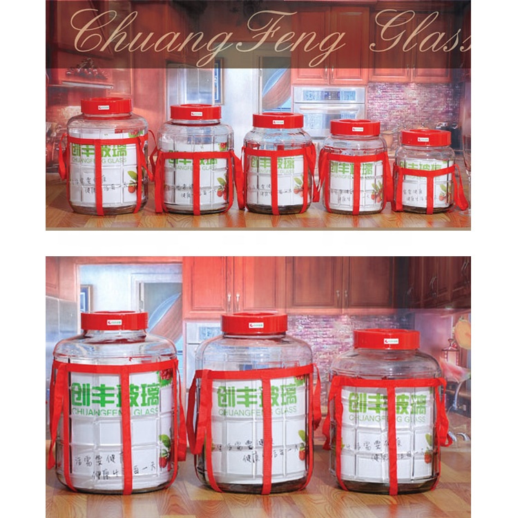 Wholesale 10L brewing wine glass jar sealed fermenter storage glass jar with plastic lid with tap