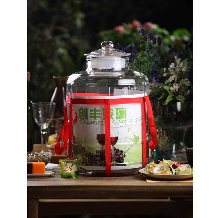 Wholesale 10L brewing wine glass jar sealed fermenter storage glass jar with plastic lid with tap