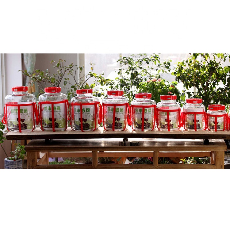 Wholesale 10L brewing wine glass jar sealed fermenter storage glass jar with plastic lid with tap