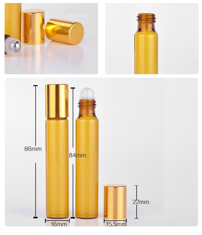 Wholesale 10Ml Amber Glass Essential Oil Roll On Bottle
