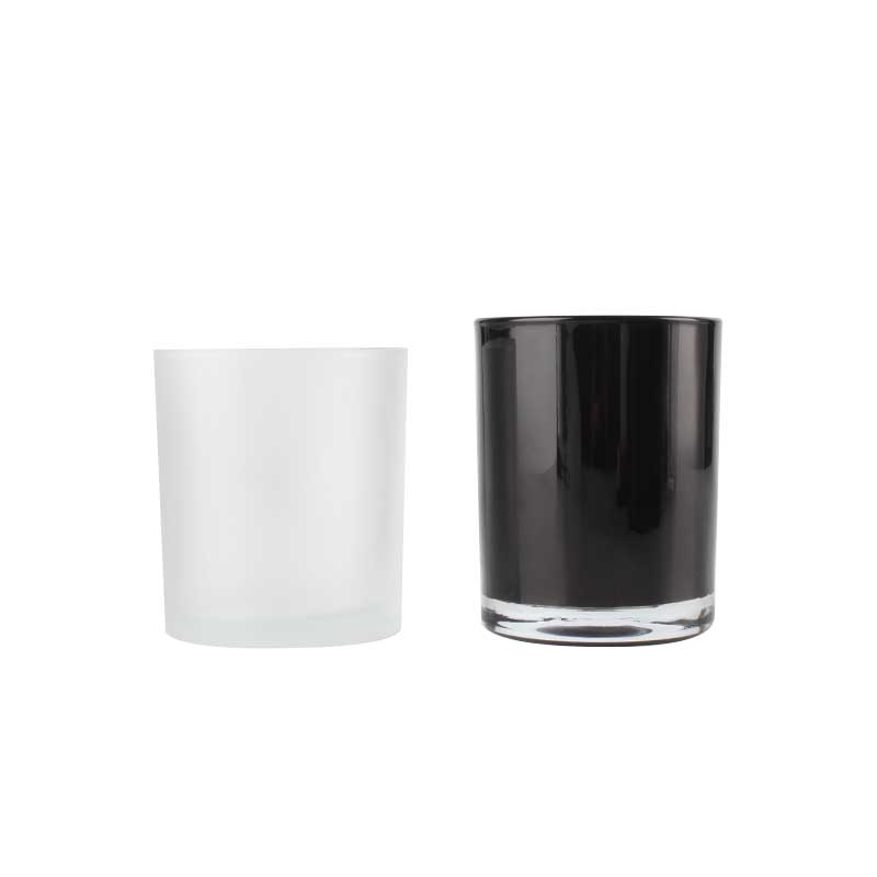 Wholesale 10OZ Black Frosted Empty Wide Mouth Container Glass Candle Jars With Wood Lids In Bulk