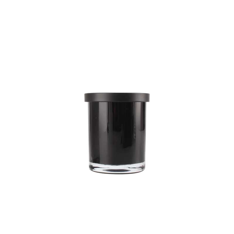 Wholesale 10OZ Black Frosted Empty Wide Mouth Container Glass Candle Jars With Wood Lids In Bulk
