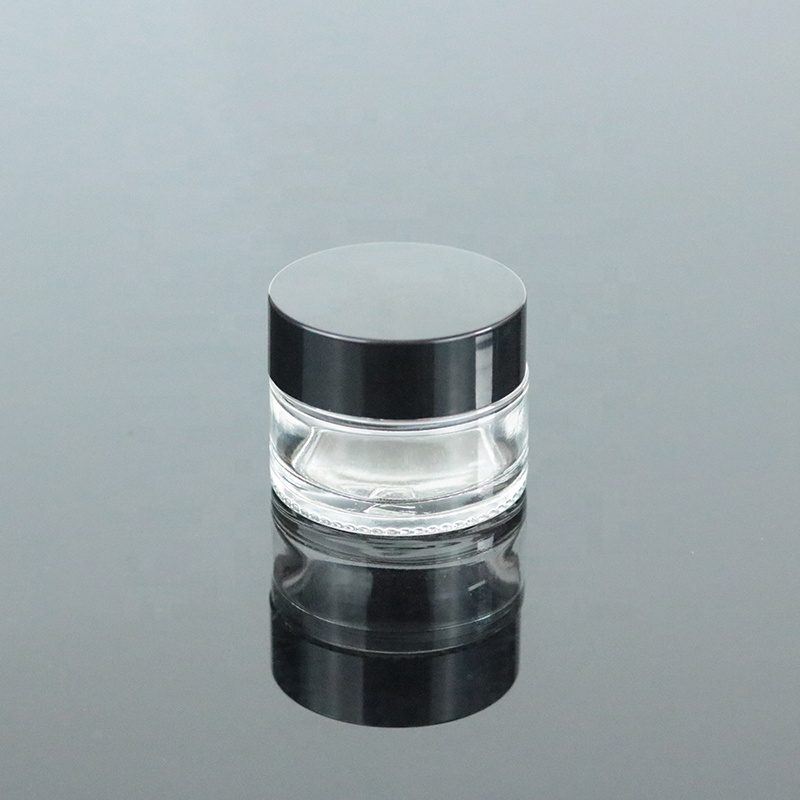Wholesale 10g 10ml Small Clear Eye Cream Empty Cosmetic Glass Jars With PP Black Lid (GJM02)