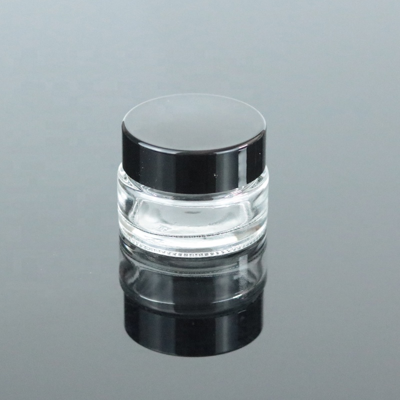 Wholesale 10g 10ml Small Clear Eye Cream Empty Cosmetic Glass Jars With PP Black Lid (GJM02)