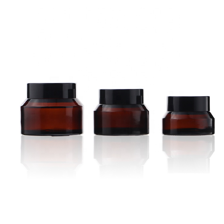 Wholesale 10g 30g 50g Frosted Clear Amber Blue Glass Face Cream Cosmetic Jars Containers