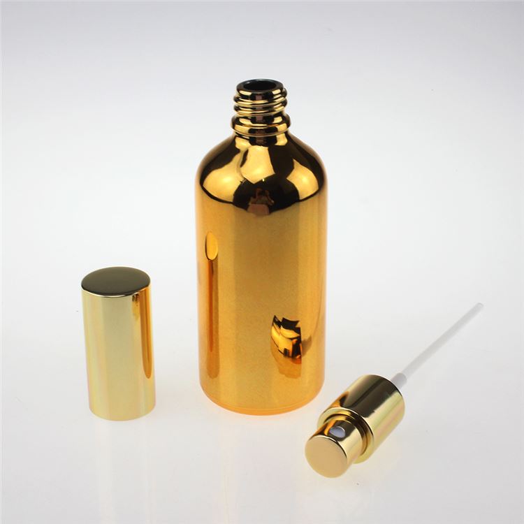 Wholesale 10ml 15ml 20ml 30ml 50ml 100ml fine mist glass spray bottle , gold glass spray bottle for essential oil
