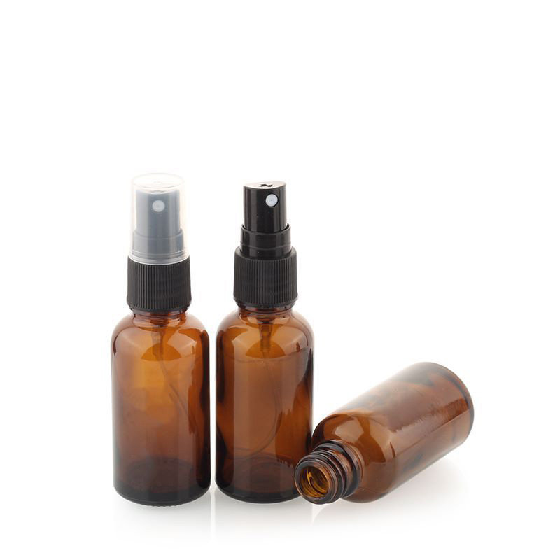 Wholesale 10ml 20ml 30ml 50ml 100ml amber glass spray bottle empty essential oil glass bottle with plastic atomizer pump