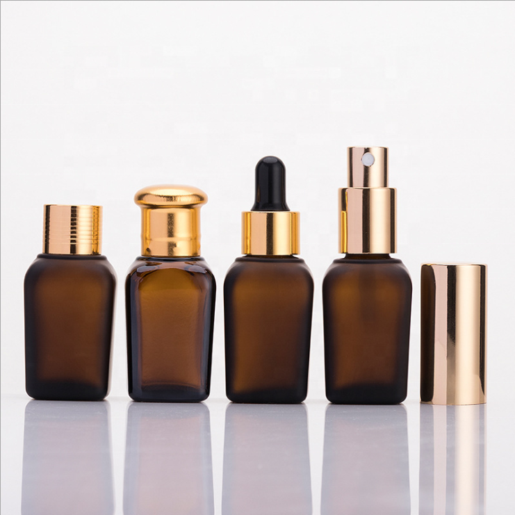 Wholesale 10ml 20ml 30ml 50ml 100ml square amber essential oil glass bottle with dropper