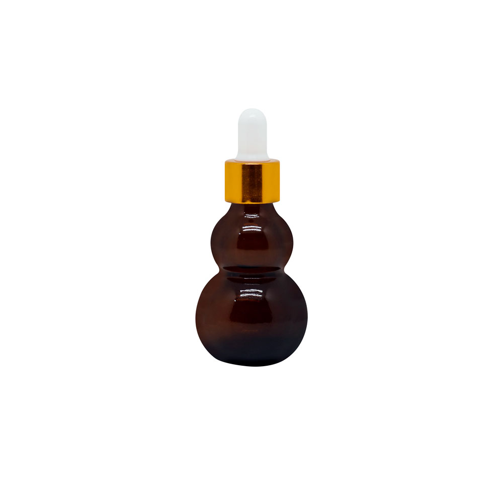 Wholesale 10ml 20ml 30ml 50ml Empty Amber Glass Cucirbit shape Essential Hair Oil Dropper Bottles for essential oil