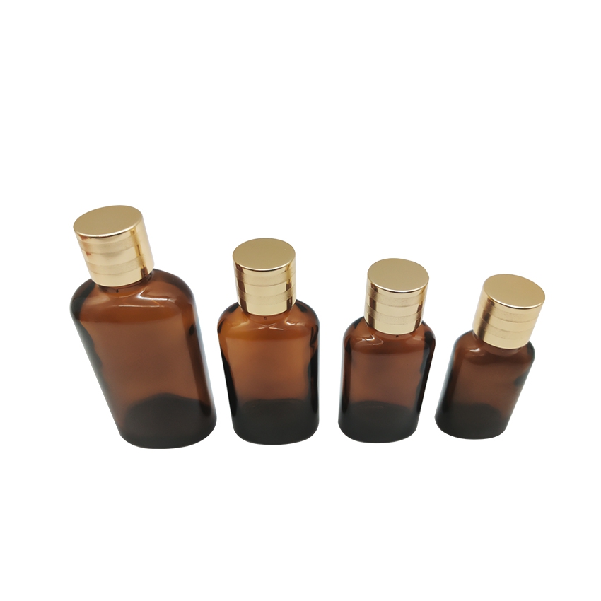 Wholesale 10ml 20ml 30ml 50ml Refillable Amber Essential Oil Bottle Flat Cosmetic Dropper Bottles
