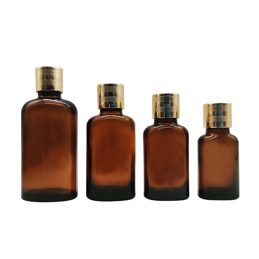 Wholesale 10ml 20ml 30ml 50ml Refillable Amber Essential Oil Bottle Flat Cosmetic Dropper Bottles