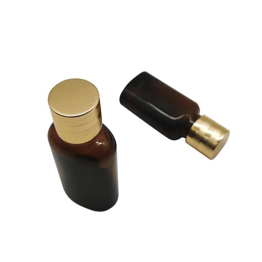 Wholesale 10ml 20ml 30ml 50ml Refillable Amber Essential Oil Bottle Flat Cosmetic Dropper Bottles