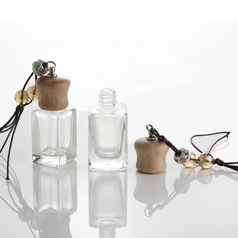 Wholesale 10ml Car Hanging Perfume Bottles Air Freshener Glass Bottle With Wooden Lid (CG02)