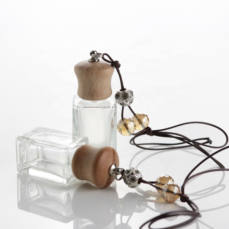 Wholesale 10ml Car Hanging Perfume Bottles Air Freshener Glass Bottle With Wooden Lid (CG02)