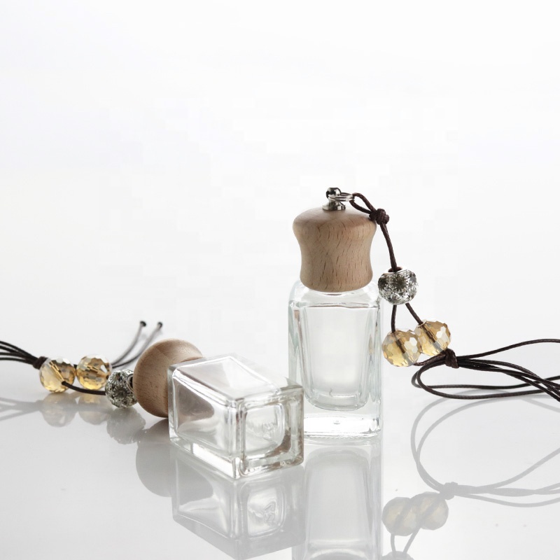 Wholesale 10ml Car Hanging Perfume Bottles Air Freshener Glass Bottle With Wooden Lid (CG02)