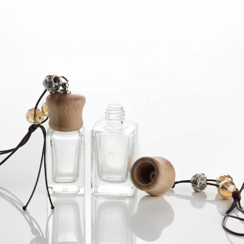Wholesale 10ml Car Hanging Perfume Bottles Air Freshener Glass Bottle With Wooden Lid (CG02)