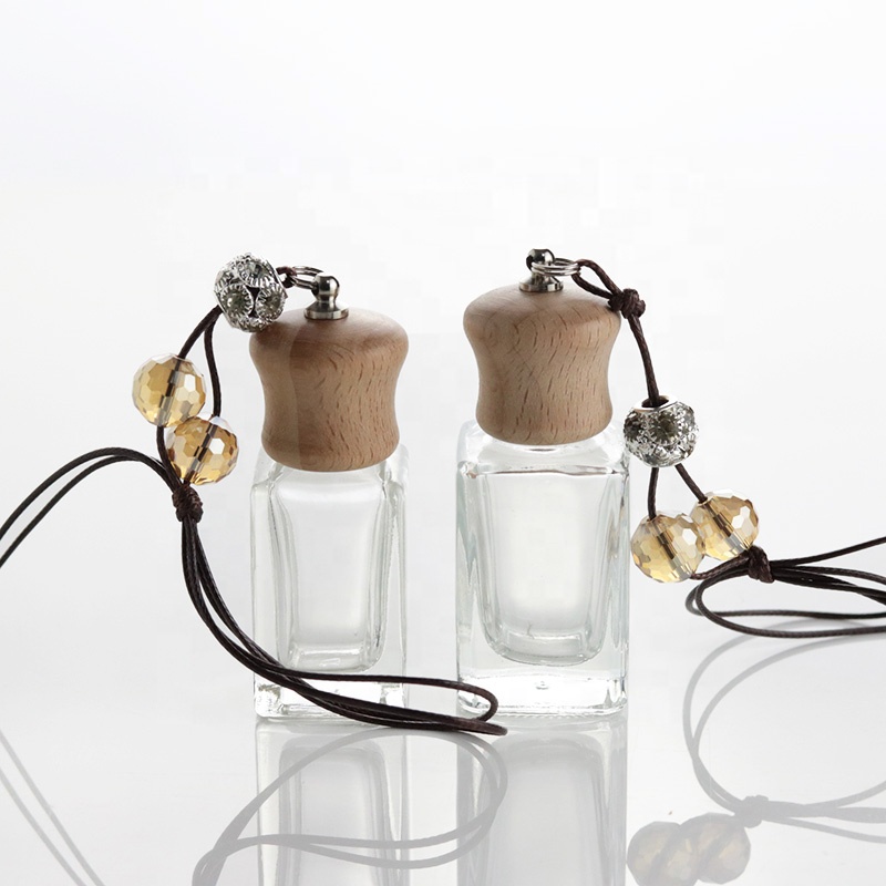 Wholesale 10ml Car Hanging Perfume Bottles Air Freshener Glass Bottle With Wooden Lid (CG02)