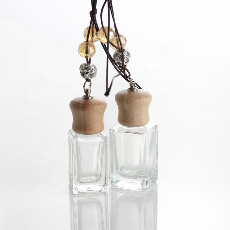 Wholesale 10ml Car Hanging Perfume Bottles Air Freshener Glass Bottle With Wooden Lid (CG02)