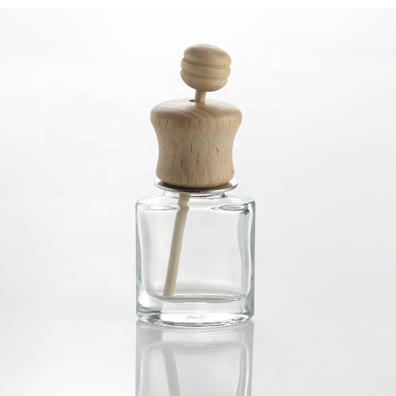 Wholesale 10ml Car Vent Empty Air Freshener Perfume Hanging Bottles Clear Essential Oil Glass Bottle With Wooden Lid (CG23)