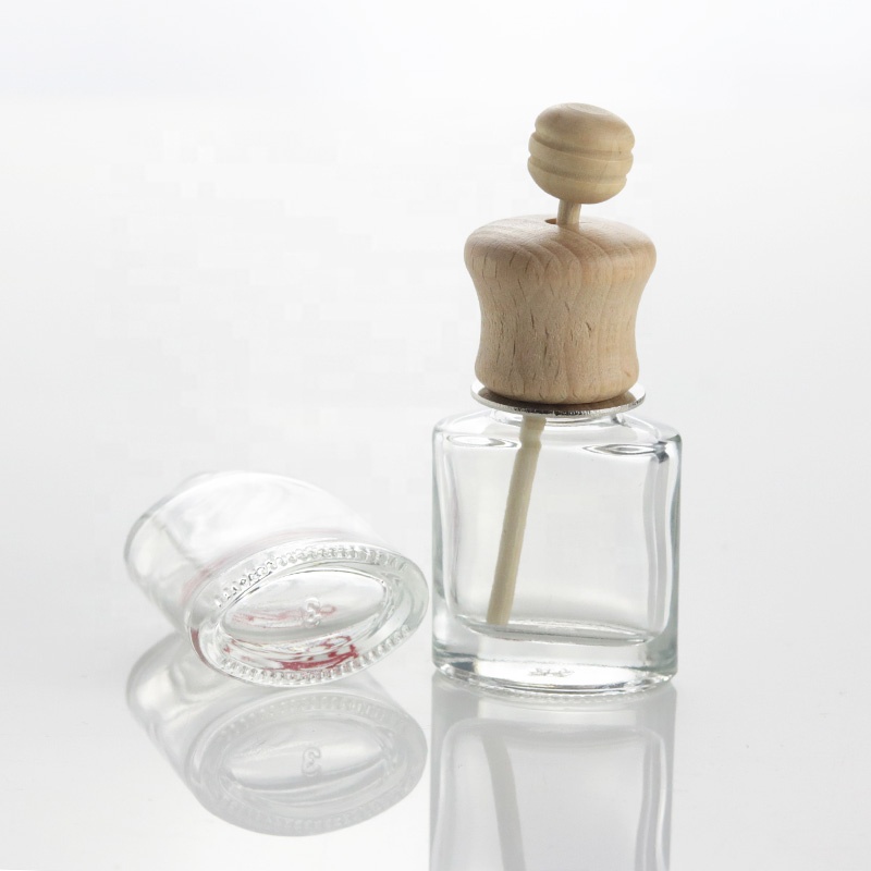Wholesale 10ml Car Vent Empty Air Freshener Perfume Hanging Bottles Clear Essential Oil Glass Bottle With Wooden Lid (CG23)
