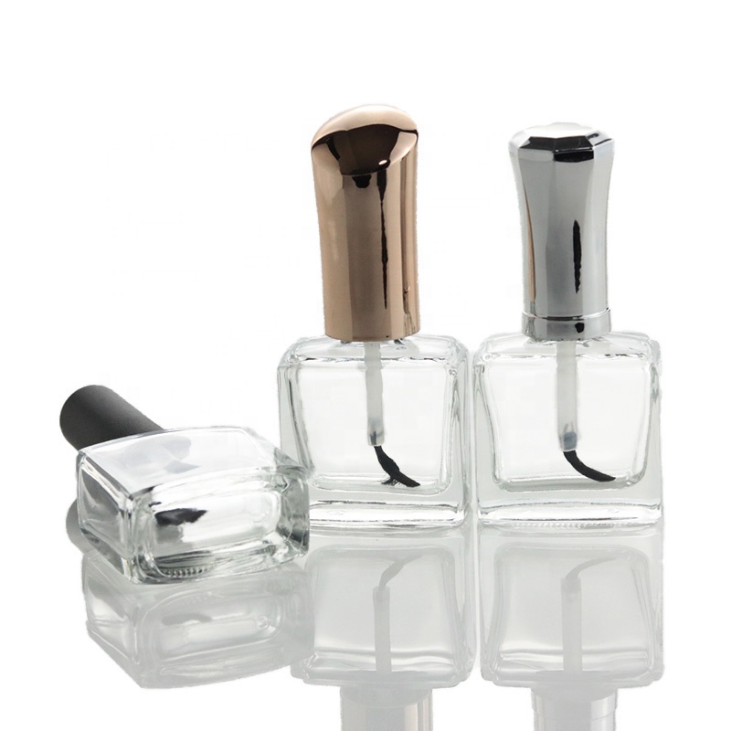 Wholesale 10ml Clear Transparent Square Nail Polish Glass Bottle with Brush Cap (NG01)