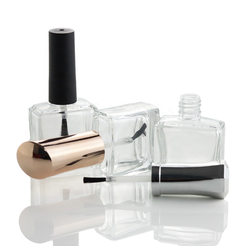 Wholesale 10ml Clear Transparent Square Nail Polish Glass Bottle with Brush Cap (NG01)