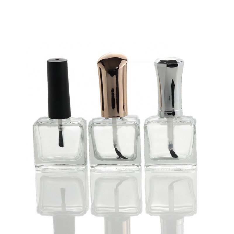 Wholesale 10ml Clear Transparent Square Nail Polish Glass Bottle with Brush Cap (NG01)