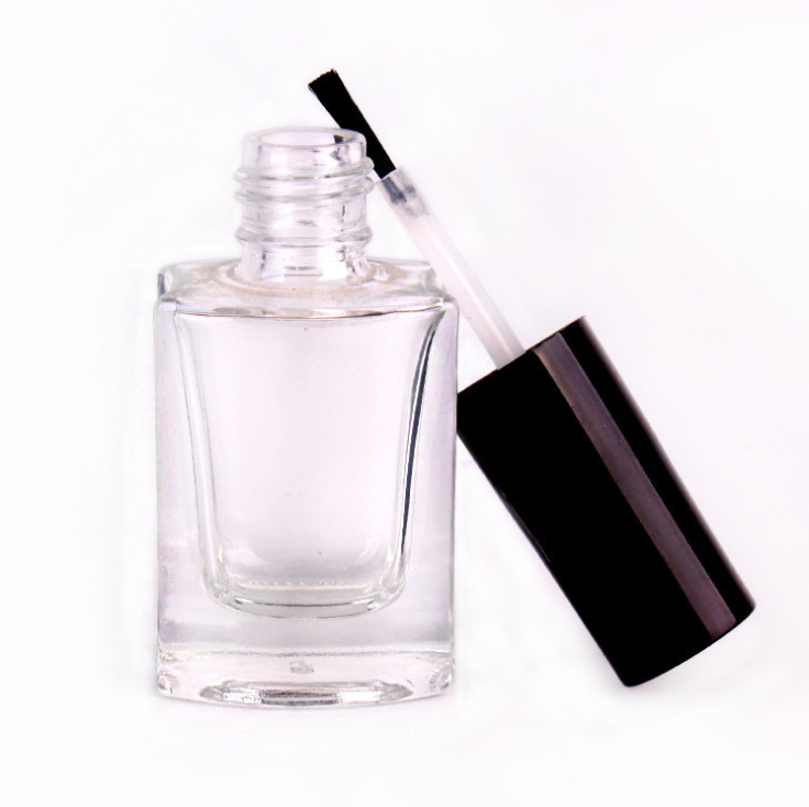 Wholesale 10ml Clear Transparent Square Nail Polish Glass Bottle with Brush Cap