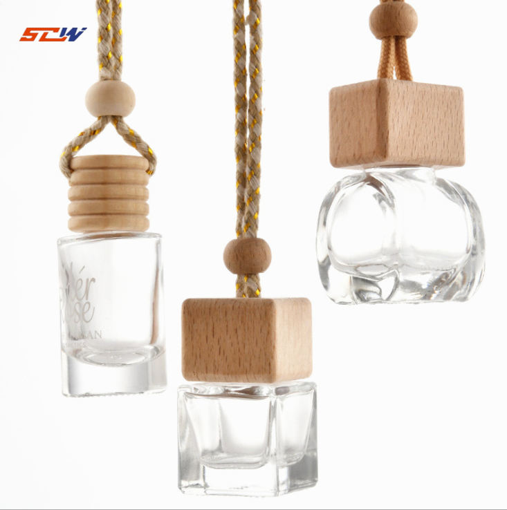 Wholesale 10ml Empty Diffuser Vent Air Hanging Wooden Cap Car Perfume Bottle