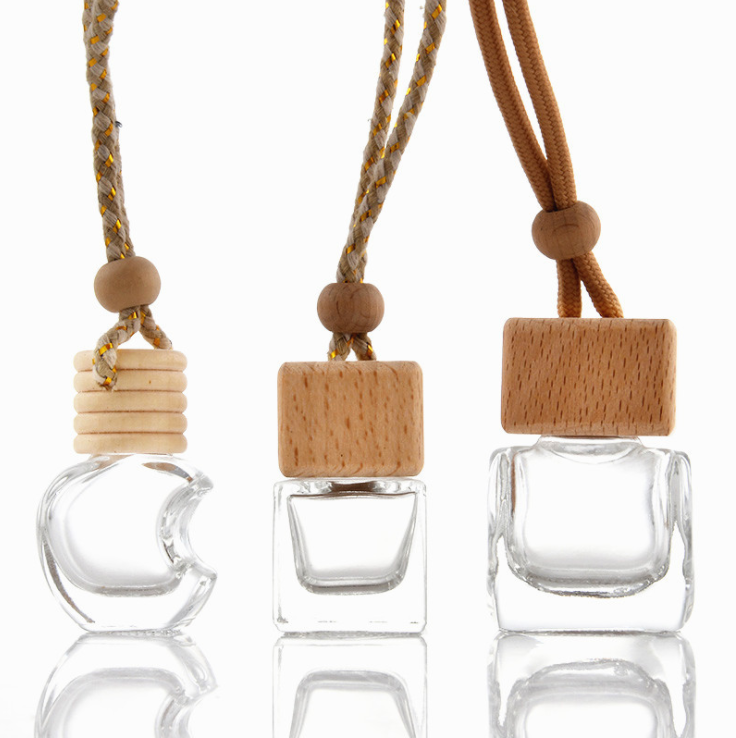 Wholesale 10ml Empty Diffuser Vent Air Hanging Wooden Cap Car Perfume Bottle