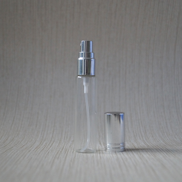 Wholesale 10ml clear amber mini tester perfume glass tube bottle with mist spray caps