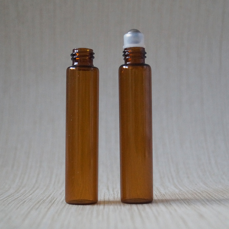 Wholesale 10ml clear amber mini tester perfume glass tube bottle with mist spray caps