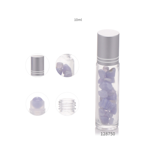 Wholesale 10ml clear perfume roll on glass bottle with gemstone roller ball