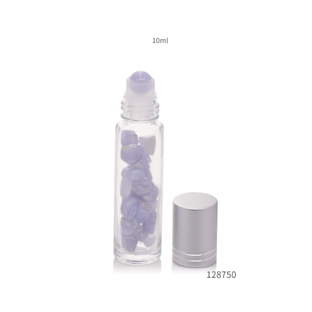Wholesale 10ml clear perfume roll on glass bottle with gemstone roller ball