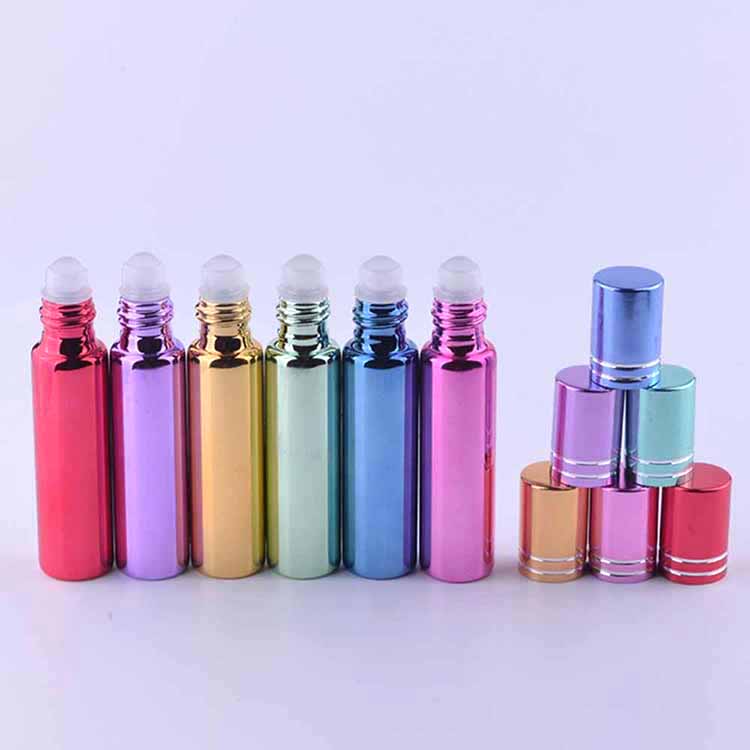 Wholesale 10ml matte custom color frosted glass gemstone roll on bottle essential oil roller bottles