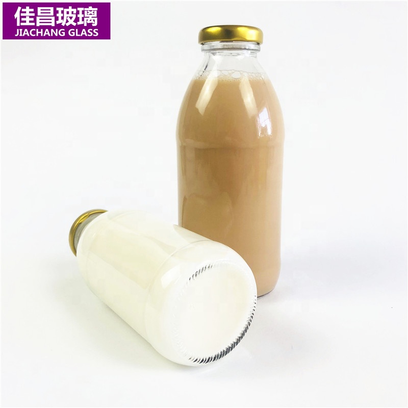 Wholesale 10oz 16oz Milk Glass Bottle Juice Beverage Bottle Screw Cap