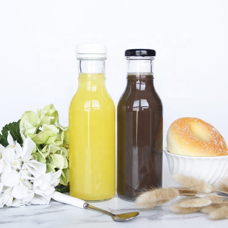 Wholesale 12oz 355ml Empty Round Energy Juice Soft Drink Matcha Lemonade Glass Bottles