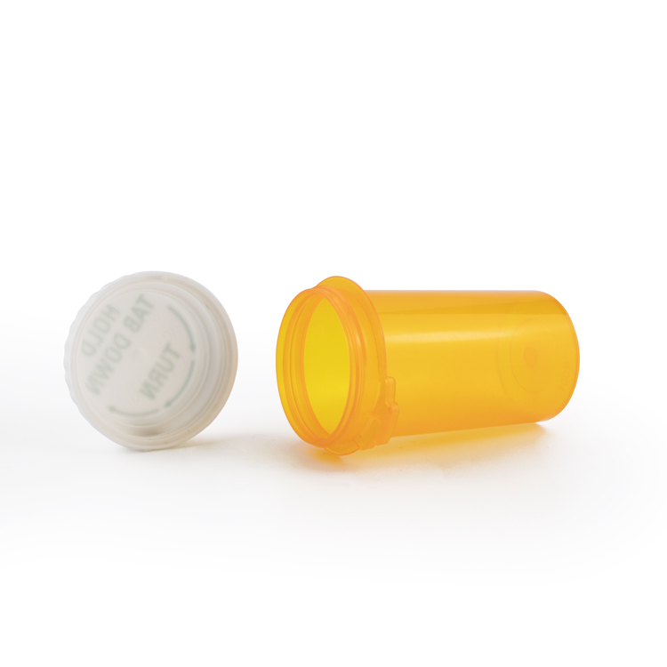 Wholesale 13dram 16dram 20 dram push down and turn child resistant cap plastic pill vials bottle with reversible cap